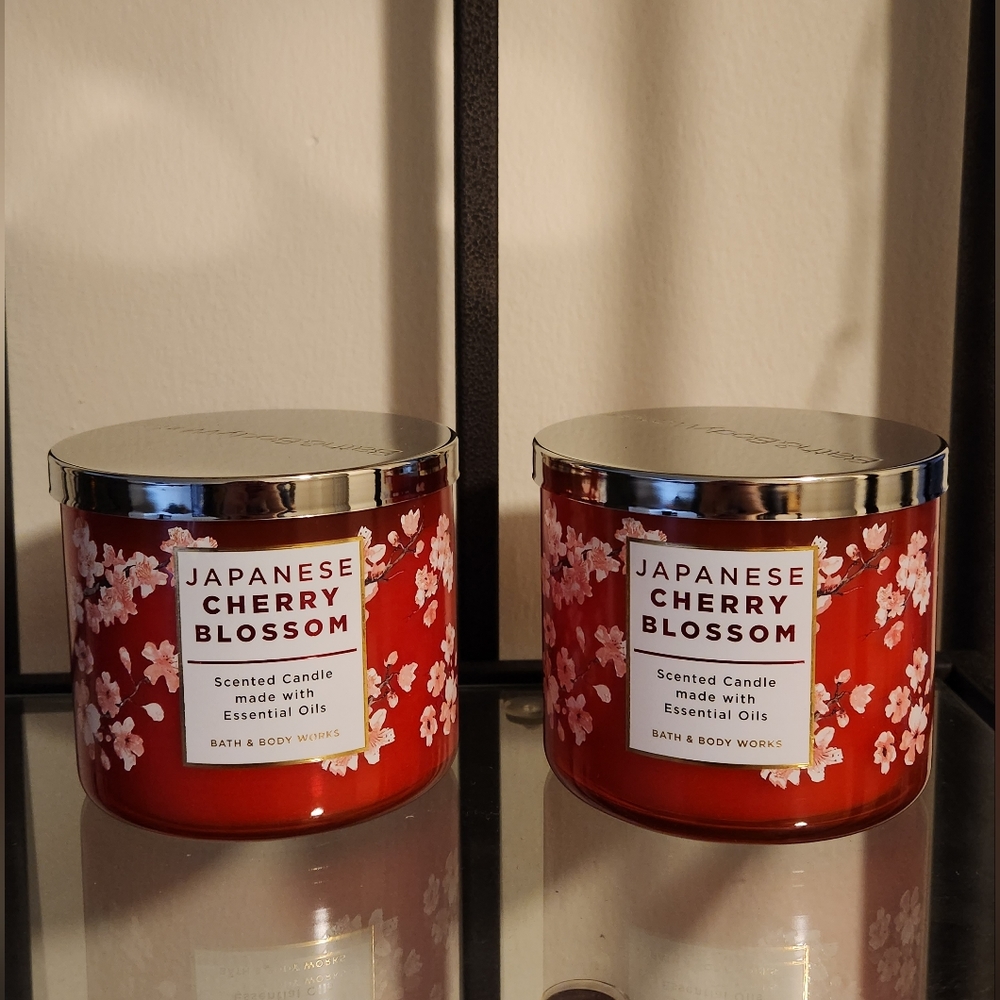 Two Japanese Cherry Blossom 3-wick candles